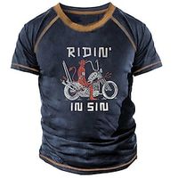 Men's Unisex T shirt Tee 3D Print Graphic Prints Motorcycle Letter Crew Neck Street Daily Print Short Sleeve Tops Designer Casual Big and Tall Sports Blue  Summer Lightinthebox - thumbnail