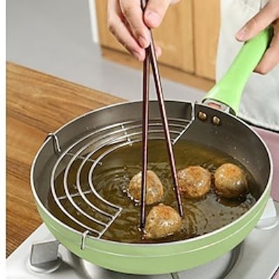 1pcs Stainless Steel Frying Oil Strainer Steam Rack Oil Drainer Mesh Colander Filter Drain Rack Kitchen Accessories Dropshipping Lightinthebox