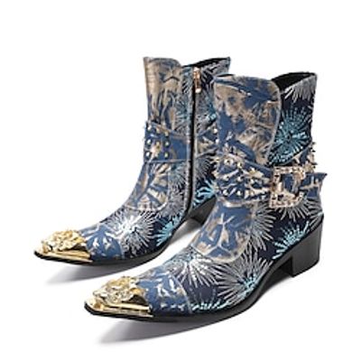 Men's Boots Chelsea Boots Dress Shoes Casual British Daily Party  Evening Cowhide Waterproof Booties  Ankle Boots Zipper Champagne Red Blue Fall Winter Lightinthebox