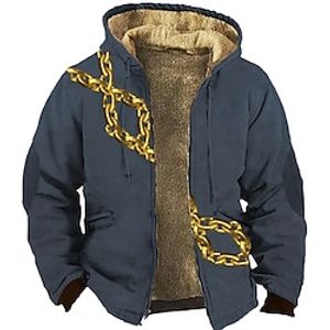 Men's Full Zip Hoodie Jacket Blue Coffee Hooded Graphic Prints Chains Print Zipper Print Sports  Outdoor Daily Sports 3D Print Fleece Streetwear Designer Casual Winter Clothing Apparel Hoodies Lightinthebox