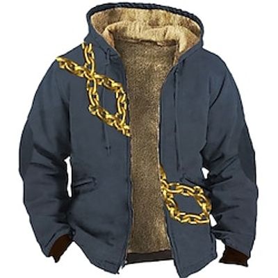 Men's Full Zip Hoodie Jacket Blue Coffee Hooded Graphic Prints Chains Print Zipper Print Sports  Outdoor Daily Sports 3D Print Fleece Streetwear Designer Casual Winter Clothing Apparel Hoodies Lightinthebox