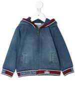 Dolce & Gabbana Kids DG King trim hoodie - Blue