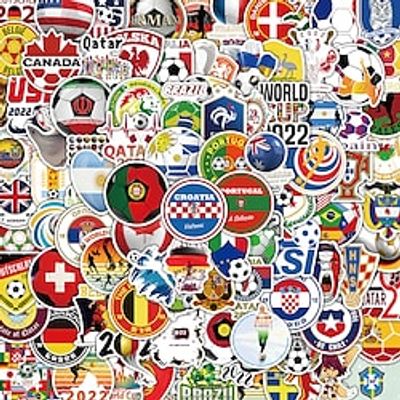 100 Pcs 2022 Qatar World Cup Football Competition Notebook Suitcase Water Cup Graffiti Sticker Lightinthebox
