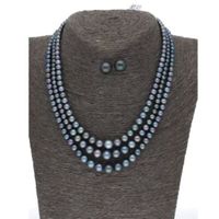 Sri Jagdamba Pearls 3 Line Graded Grey Pearl Set - JPJUN-20-184
