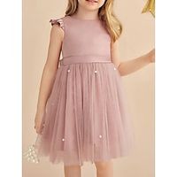 Knee Length A-Line Flower Girl Dress Girls Wedding Party Jewel Neck Sleeveless Satin with Bow(s) Tutu Cute Girls' Party Dress Fit 3-16 Years Lightinthebox - thumbnail