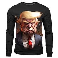 Graphic Trump Fashion Designer Casual Men's 3D Print T shirt Tee Sports Outdoor Holiday Going out T shirt Black Burgundy Navy Blue Long Sleeve Crew Neck Shirt Spring   Fall Clothing Apparel S M L XL Lightinthebox - thumbnail