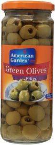 American Garden Green Olives Pitted 212gm (717273701762)