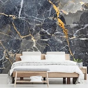 Abstract Marble Wallpaper Mural Grey with Gold Marble Wall Covering Sticker Peel and Stick Removable PVC/Vinyl Material Self Adhesive/Adhesive Required Wall Decor for Living Room Kitchen Bathroom miniinthebox