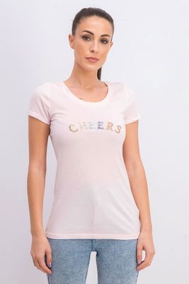 Womens Cheers Short Sleeve Tee Blush Combo Womens Cheers Short Sleeve Tee Blush Combo