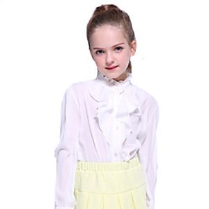 Kids Girls' Shirt Long Sleeve Solid Colored White Children Tops Spring   Fall Sophisticated Daily Wear Date Regular Fit miniinthebox