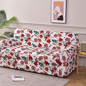 Floral Printed Stretch Couch Seat Cover for 3 Cushion Couch Sofa 4 Pieces Stretch Sofa Covers Removable Washable Soft Spandex Furniture Protector Anti Slip Dogs miniinthebox
