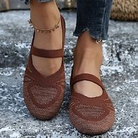 Women's Flats Plus Size Comfort Shoes Daily Flat Heel Round Toe Classic Comfort Minimalism Tissage Volant Loafer Color Block Black Brown Gray Lightinthebox - thumbnail