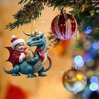 Christmas Dinosaur Keychain, Garden Christmas Tree Decoration Pendant, Car Interior Decoration, Bag Accessories miniinthebox - thumbnail