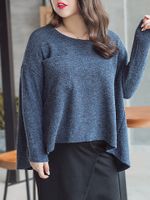 Yizhiyu Loose Women Solid O-Neck Knit Sweater