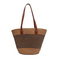 Women's Shoulder Bag Straw Bag Straw Holiday Beach Large Capacity Lightweight Geometric Brown Khaki Lightinthebox