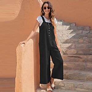 nuoxi 2021 european and american cross-border women's summer new products casual retro long strap wide-leg pants 1820 Lightinthebox