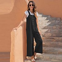 nuoxi 2021 european and american cross-border women's summer new products casual retro long strap wide-leg pants 1820 Lightinthebox - thumbnail