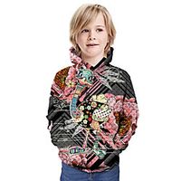 Kids Boys' Hoodie  Sweatshirt Long Sleeve 3D Print Floral Bird Animal Print Gray Children Tops Summer Active Daily Wear Regular Fit 3-13 Years Lightinthebox - thumbnail