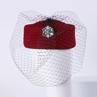 Hats 100% Wool Beret Hat Fedora Hat Tea Party Cocktail Elegant Wedding With Rhinestone Pure Color Headpiece Headwear Lightinthebox - thumbnail