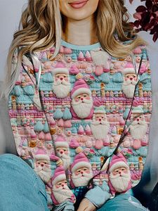 Women's Christmas Santa 3D Printed Holiday Daily Sweatshirt