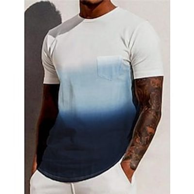 Men's T shirt Tee Tee Top Gradient Crew Neck Street Vacation Short Sleeves Clothing Apparel Fashion Designer Basic Lightinthebox