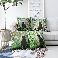 1 pcs Polyester Pillow Cover, Animal Cartoon Modern Square Zipper Traditional Classic Lightinthebox - thumbnail
