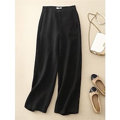 Women's Wide Leg Dress Pants Trousers Full Length Fashion Streetwear Street Daily Grey Black M L Fall Winter Lightinthebox