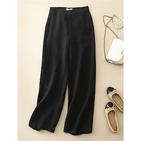 Women's Wide Leg Dress Pants Trousers Full Length Fashion Streetwear Street Daily Grey Black M L Fall Winter Lightinthebox - thumbnail