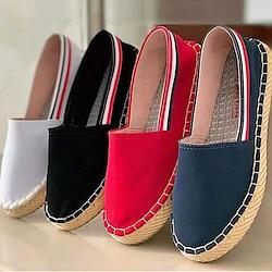 Women's Slip-Ons Slip-on Sneakers Outdoor Office Daily Flat Heel Round Toe Casual Comfort Cloth Loafer Black White Light Red Lightinthebox