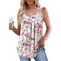 Women's Tank Top Floral Casual Holiday Yellow Pink Blue Print Sleeveless Fashion Square Neck Regular Fit Summer Lightinthebox