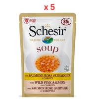 Schesir Cat Wet Soup With Wild Pink Salmon And Carrots 85G (Pack Of 5)