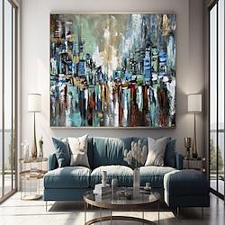 Handmade Oil Painting Canvas Wall Art Decoration Modern Abstract Architecture for Home Decor Rolled Frameless Unstretched Painting Lightinthebox
