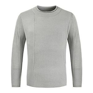 Men's Pullover Sweater Jumper Fall Sweater Jumper Ribbed Knit Regular Knitted Basic Plain Crew Neck Modern Contemporary Work Daily Wear Clothing Apparel Winter Camel Dark Navy M L XL Lightinthebox