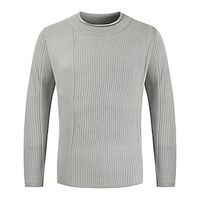 Men's Pullover Sweater Jumper Fall Sweater Jumper Ribbed Knit Regular Knitted Basic Plain Crew Neck Modern Contemporary Work Daily Wear Clothing Apparel Winter Camel Dark Navy M L XL Lightinthebox - thumbnail