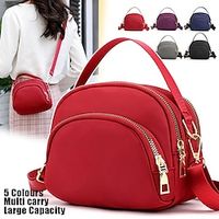 Women's Crossbody Bag Shoulder Bag Dome Bag Nylon Outdoor Daily Holiday Zipper Large Capacity Waterproof Lightweight Solid Color Black Red Blue miniinthebox - thumbnail