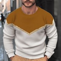 Men's Pullover Sweater Jumper Ribbed Knit Regular Knitted Color Block Crew Neck Modern Contemporary Work Daily Wear Clothing Apparel Winter Black Blue S M L Lightinthebox