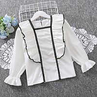 Kids Girls' Shirt Long Sleeve Solid Colored White Blushing Pink Children Tops Spring  Summer Sophisticated Date Lightinthebox - thumbnail