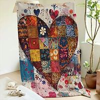 Patchwork Heart Pattern Throws Blanket Flannel Throw Blankets Warm All Seasons Gifts Big Blanket Lightinthebox