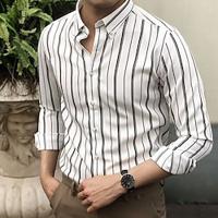 Men's Shirt Button Up Shirt Casual Shirt Summer Shirt Beach Shirt Black White Blue Long Sleeve Striped Turndown Holiday Vacation Button-Down Clothing Apparel Fashion Casual Comfortable Lightinthebox