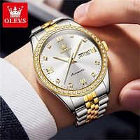 OLEVS Brand Men'S Watches Luminous Calendar Week Display Diamonds Automatic Mechanical Watches Fashion Classic Simple Waterproof Men'S Wristwatch Lightinthebox - thumbnail