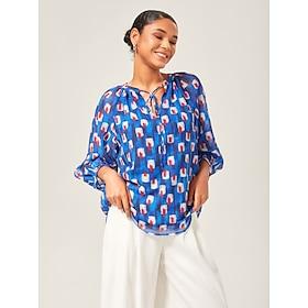 Geometric Chiffon Lantern Sleeve Top