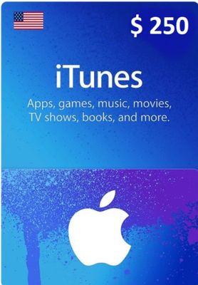 $250 USA Apple iTunes Gift Card (Instant E-mail Delivery)