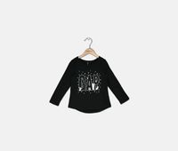 Toddler Girls Glitter Brand Logo Tops  Black - thumbnail