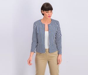 Womens 3/4 Stripe Blazer  Navy/White