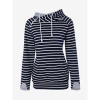 Stripe Patchwork Zipper Women Hoodies