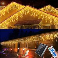 4M 13ft LED Solar Icicle String Lights Waterproof Wedding Decoration Curtain String Lights for Bedroom Patio Yard Garden Wedding Party Lightinthebox