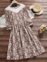 Lace Collar Floral Printed Vintage Dresses