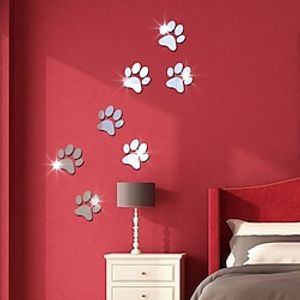 Animal Footprints Wall Stickers Mirror Wall Stickers Decorative Wall Stickers, Acrylic Home Decoration Wall Decal Wall Decoration 1pc 7Pcs 1010cm miniinthebox