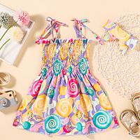 Baby Girls' Basic Floral Print Sleeveless Dress White Red Yellow miniinthebox - thumbnail