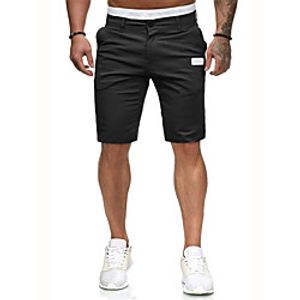 Men's Simple Shorts Pants Solid Color Khaki Black Dark Gray miniinthebox